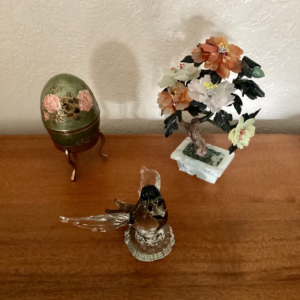Murano Style Tree Swallow Bird Figurine Taking Flight Clear And Green Art Glass - Picture 3 of 16